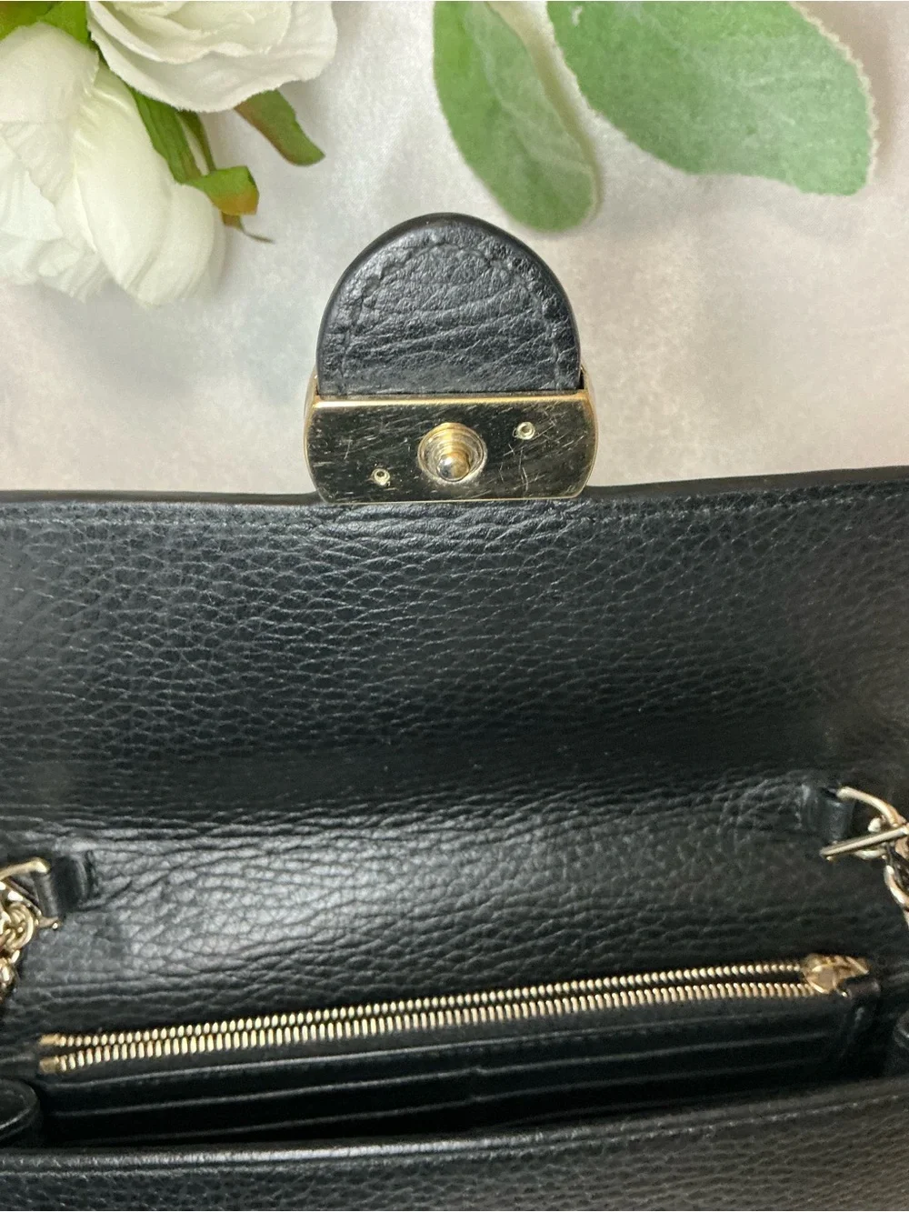 Preloved Great Gucci Black Leather Interlocking G Crossbody Bag w COA